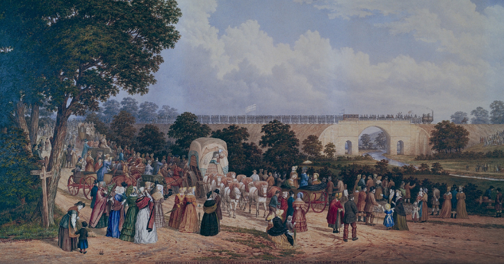 The Opening of the Stockton and Darlington Railway, 1825 by John Dobbin. Image courtesy of Hopetown, Darlington